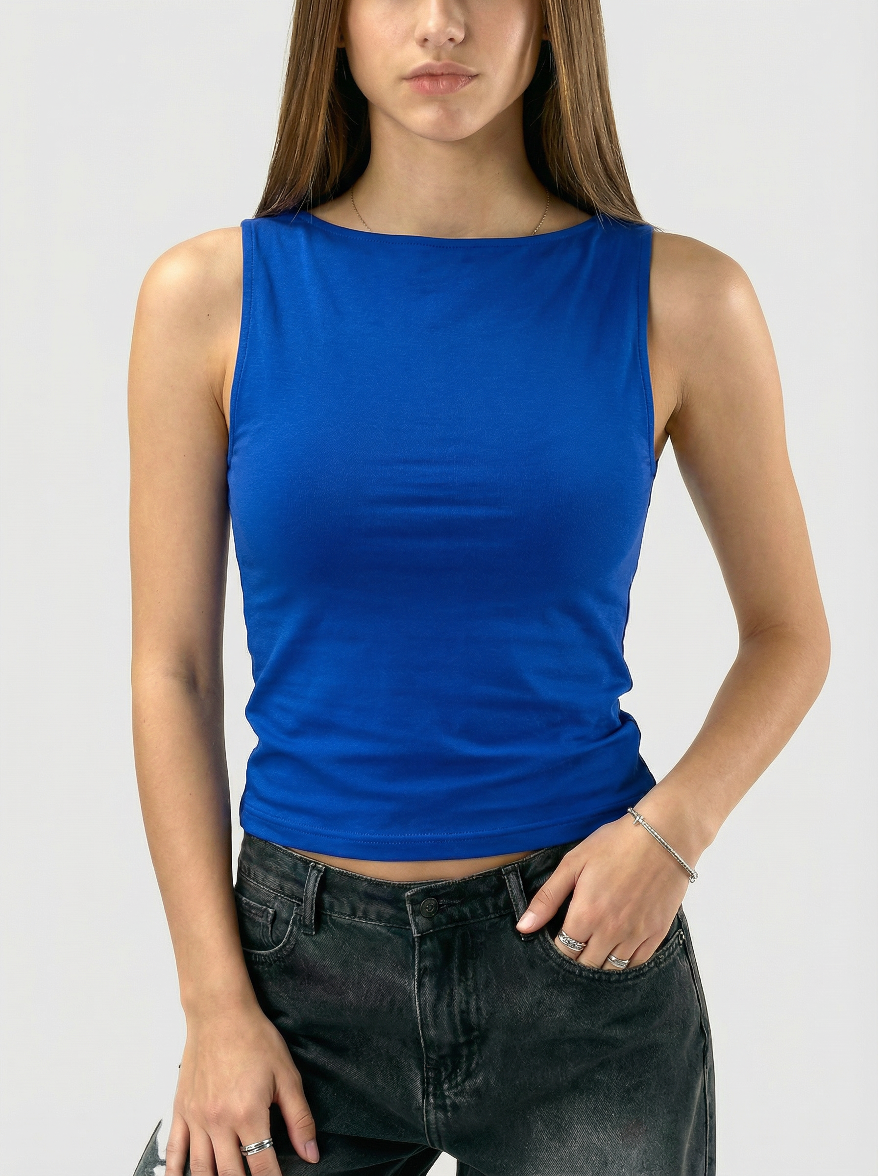 トップス Richmond denim tanktop AMO Crop Rib Tank in White - Bliss Boutiques