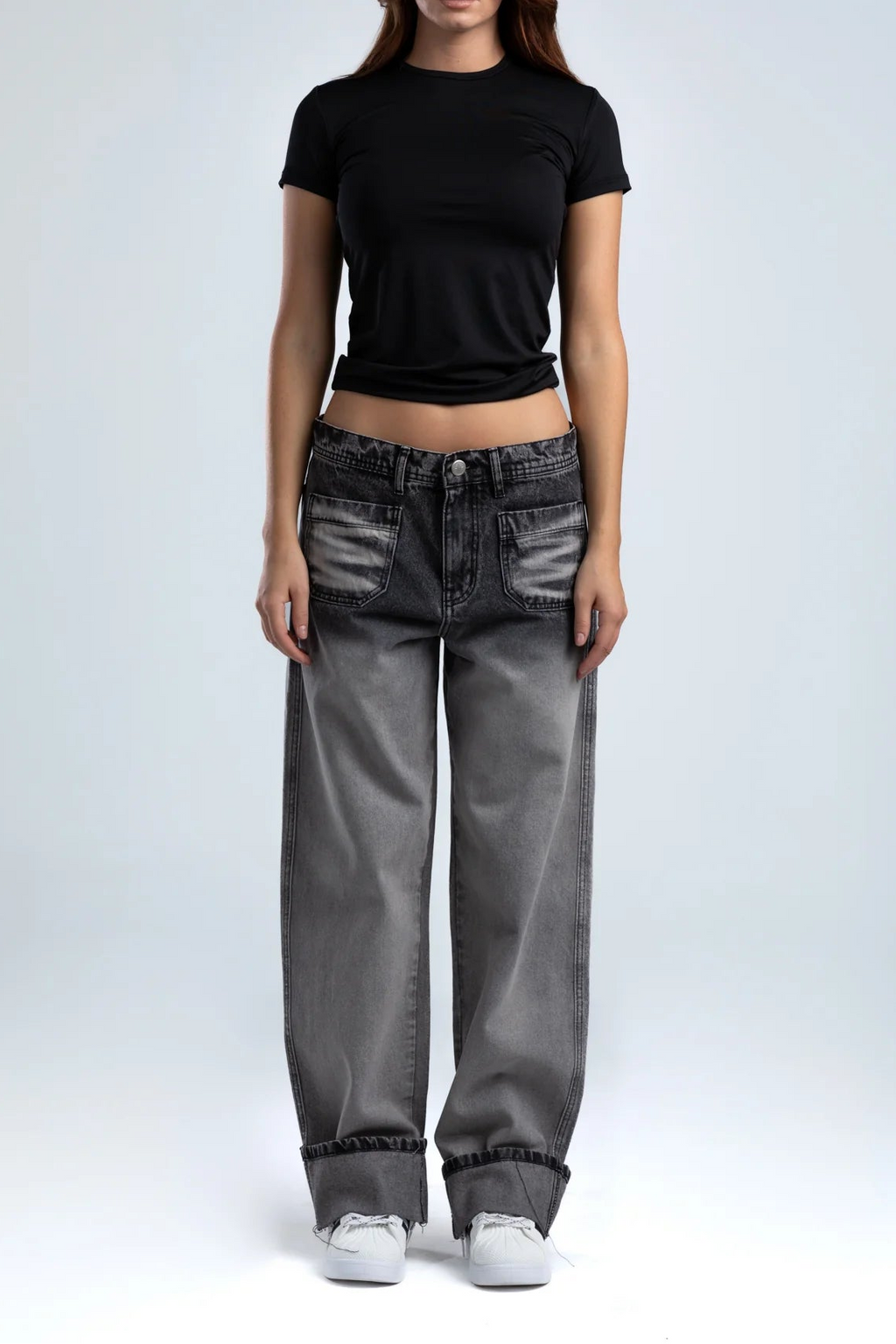 Washed Wide-Leg Denim