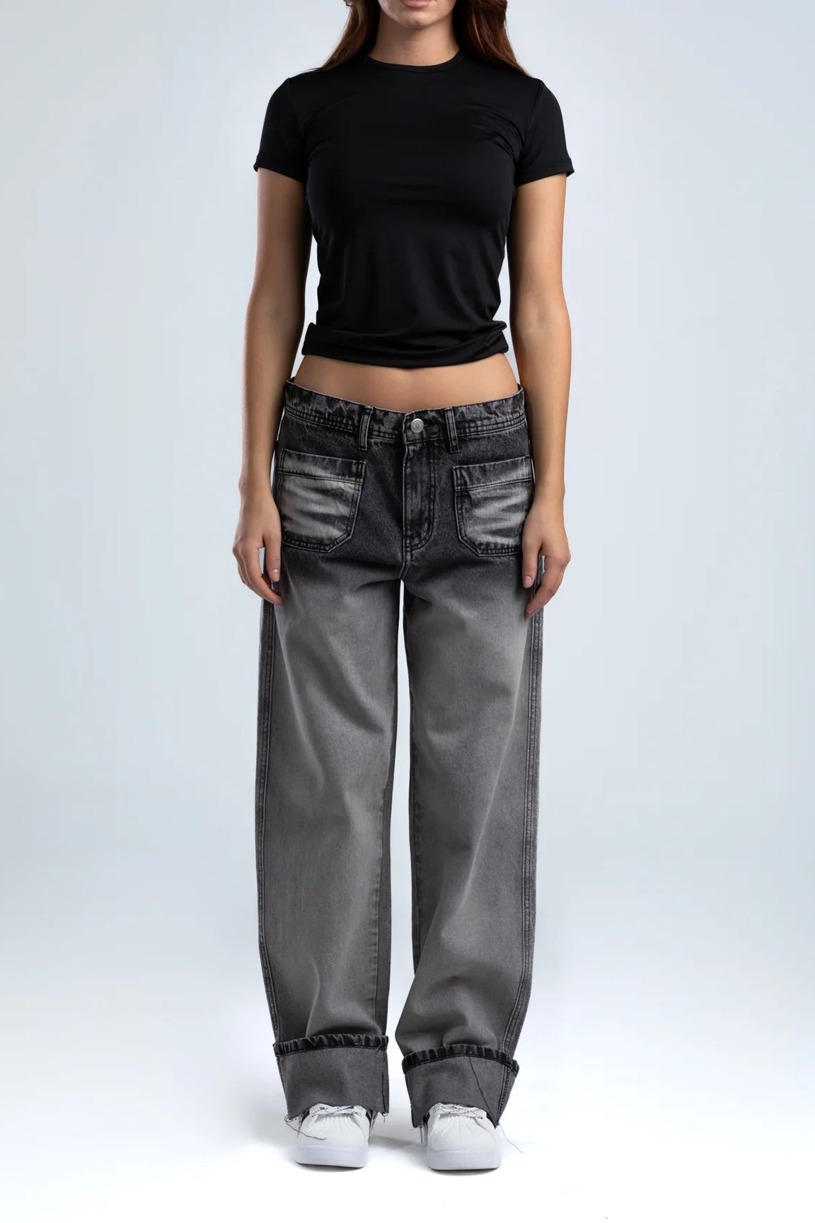 Washed Wide-Leg Denim