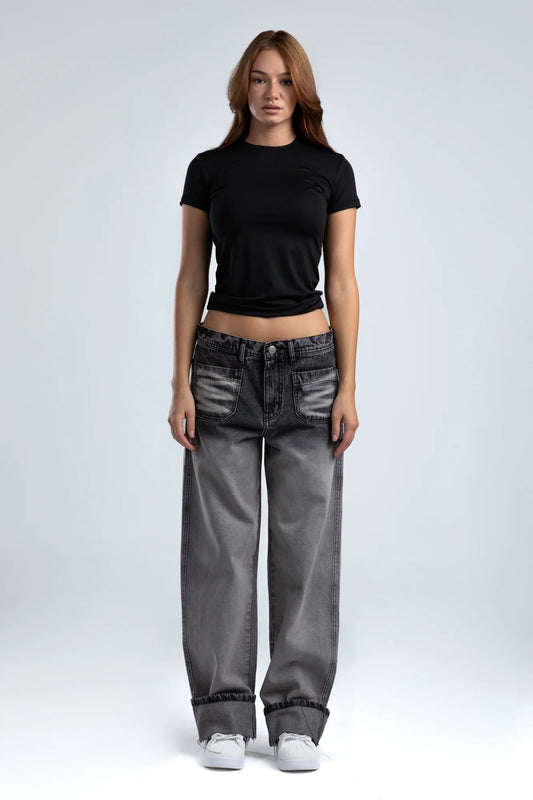 Washed Wide-Leg Denim