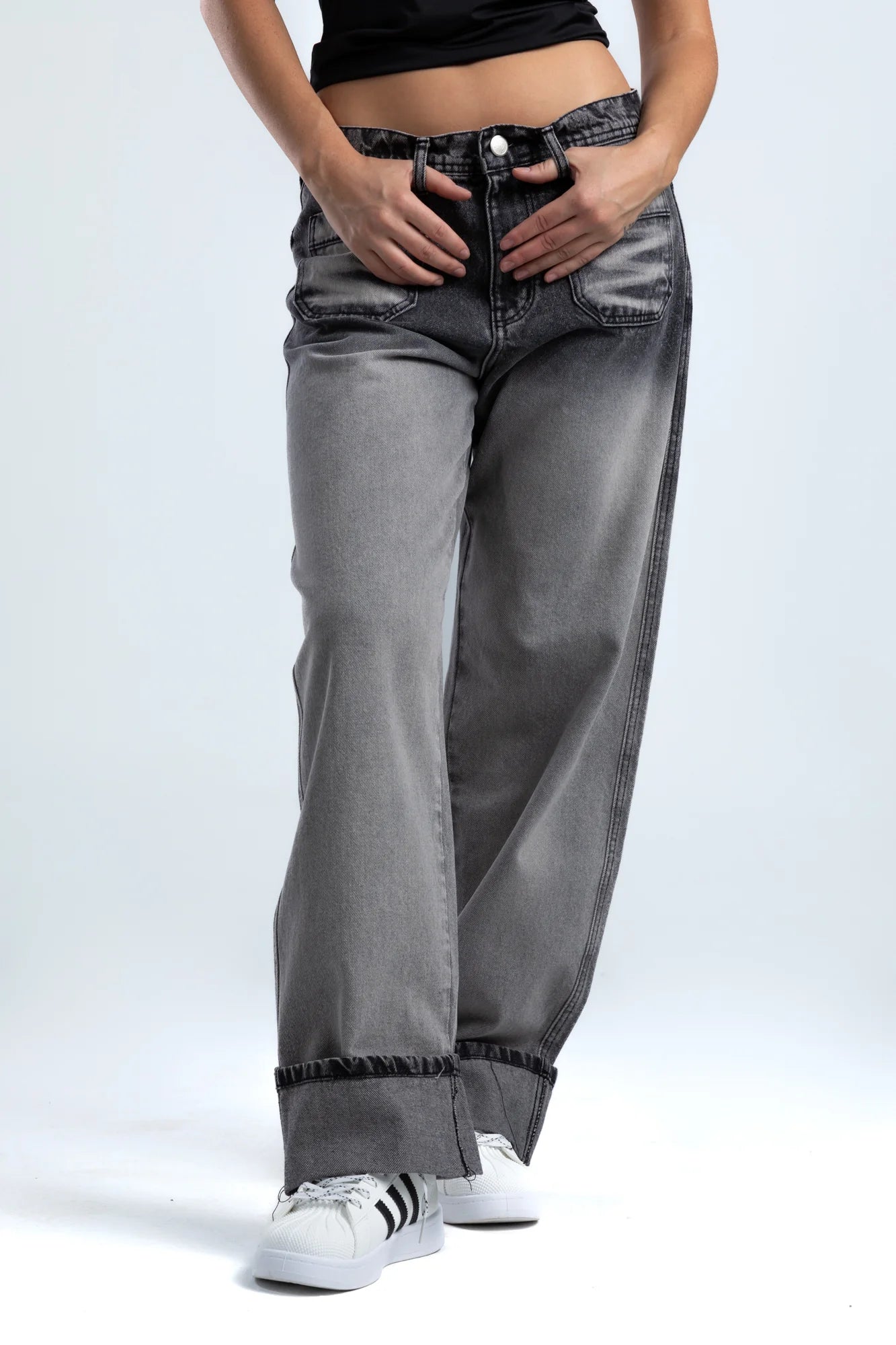 Washed Wide-Leg Denim