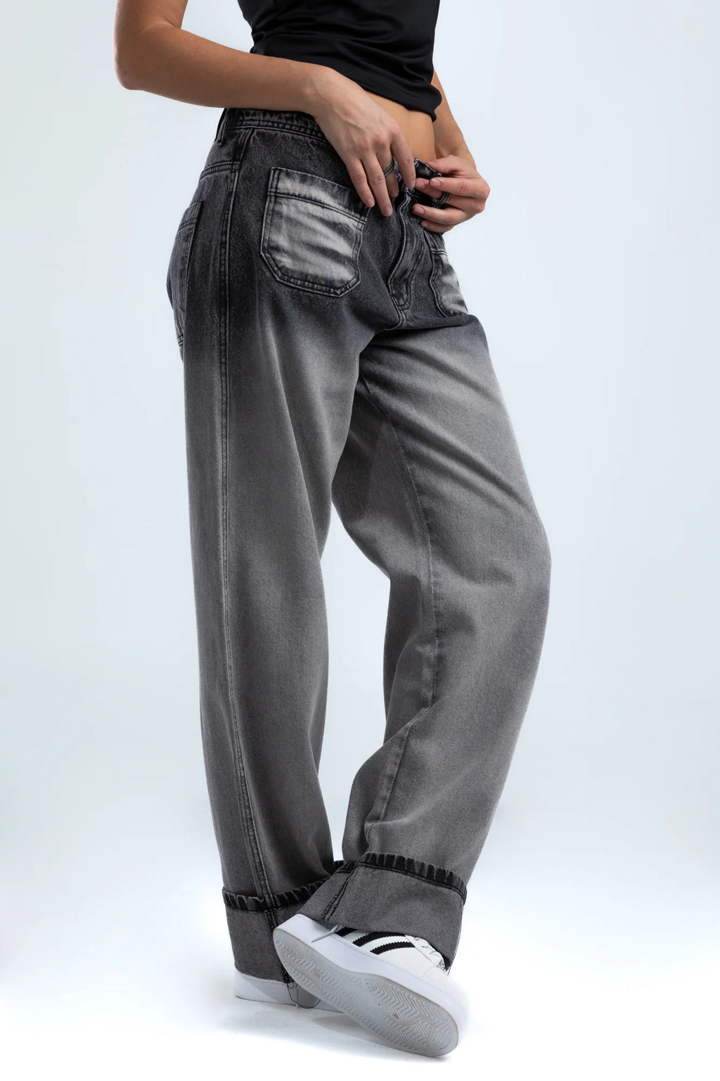 Washed Wide-Leg Denim