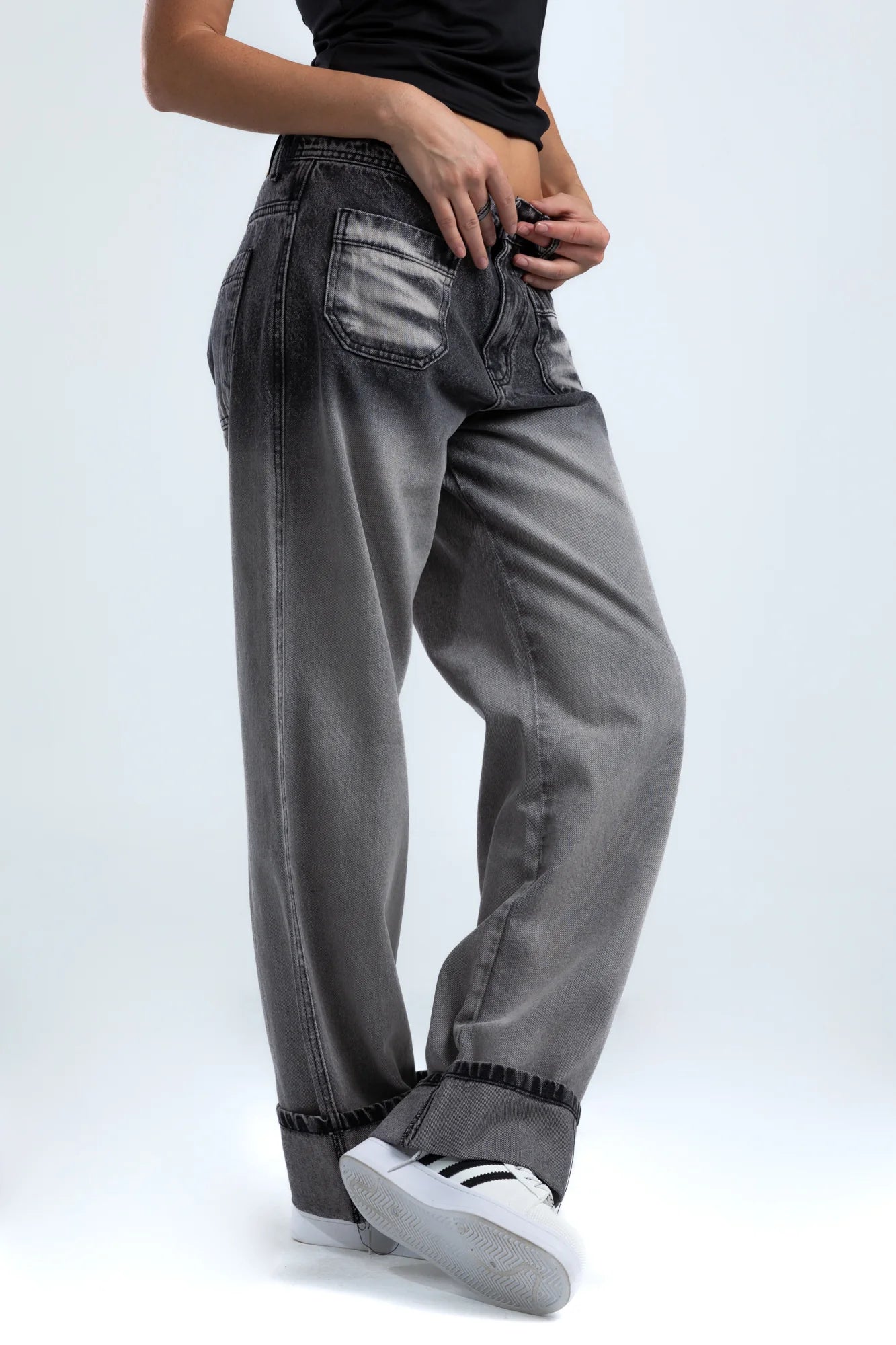 Washed Wide-Leg Denim