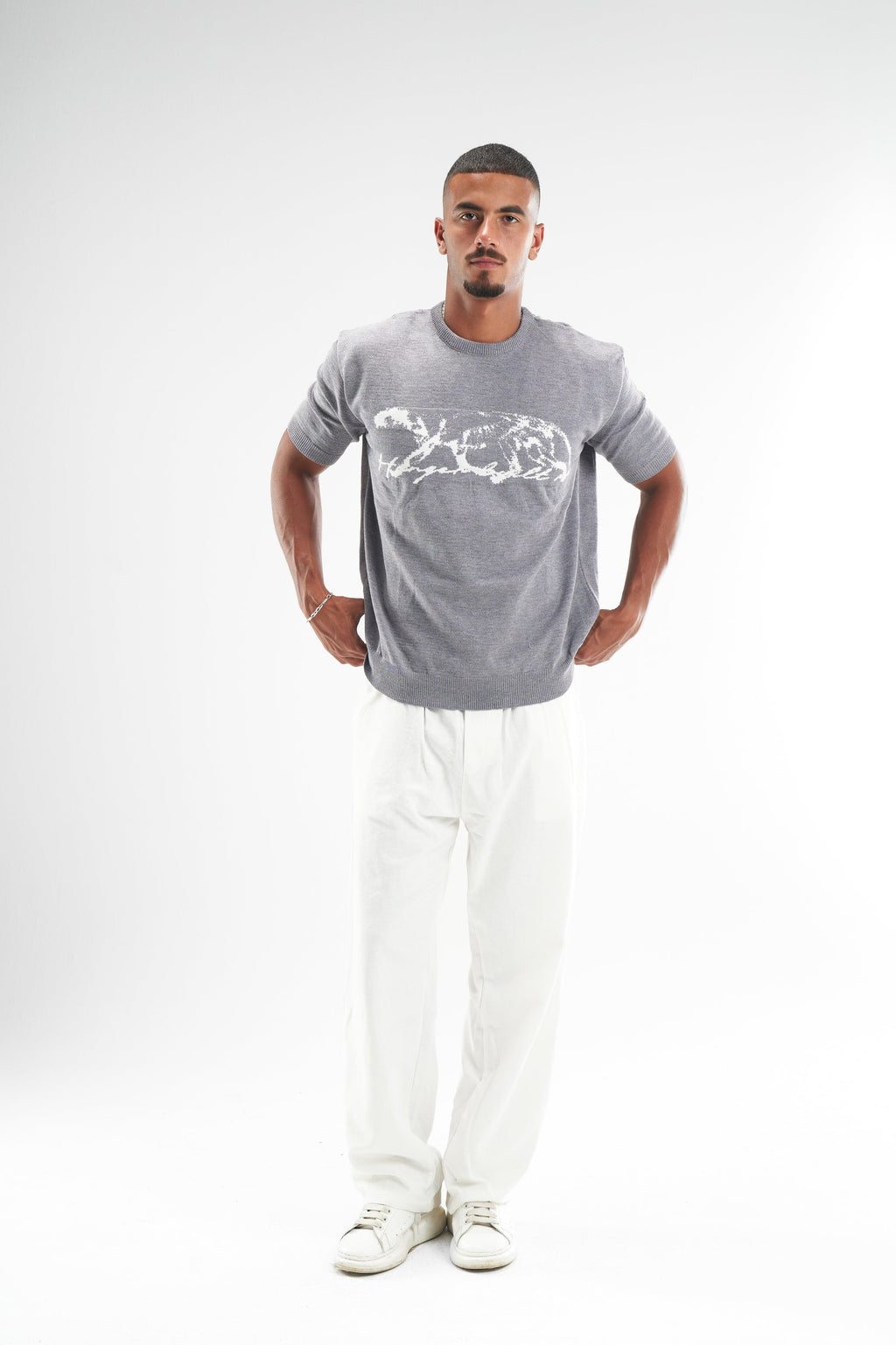 White Relaxed Fit Pants 3296