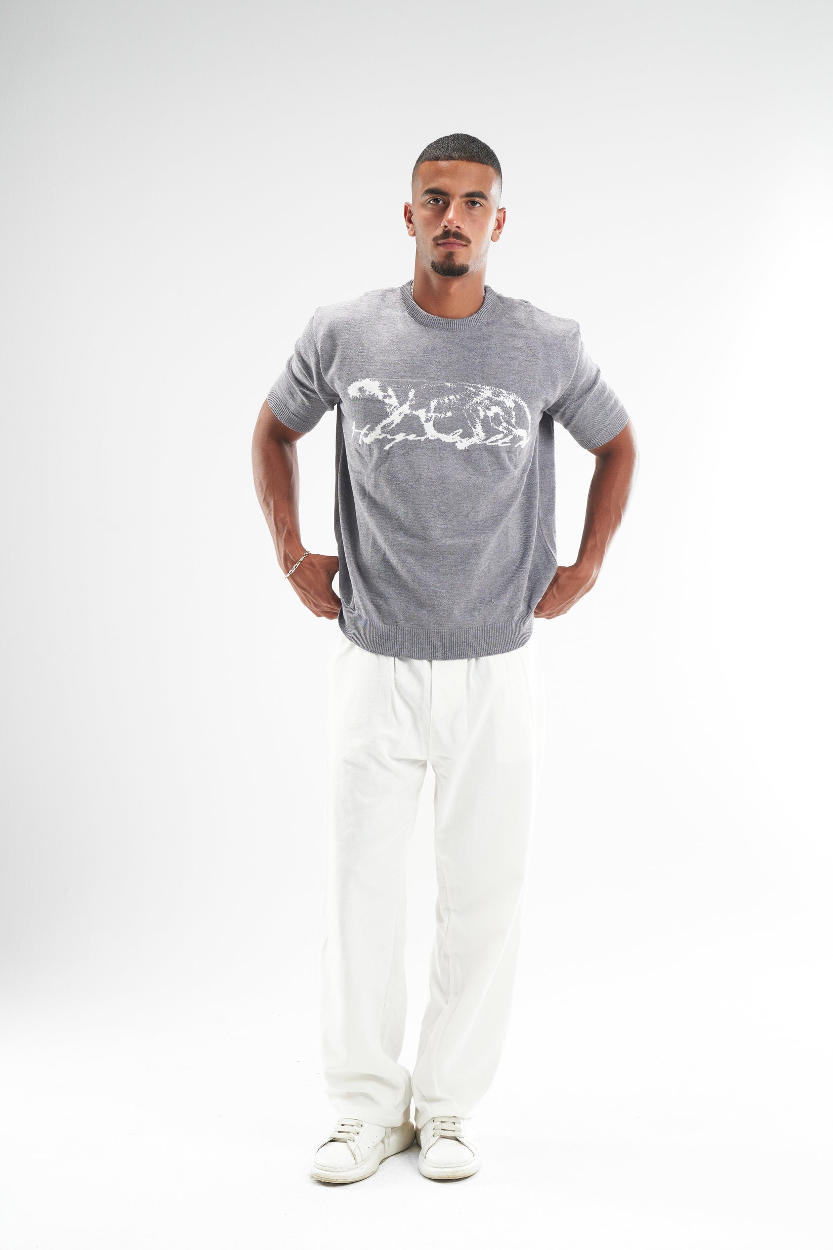 White Relaxed Fit Pants 3296