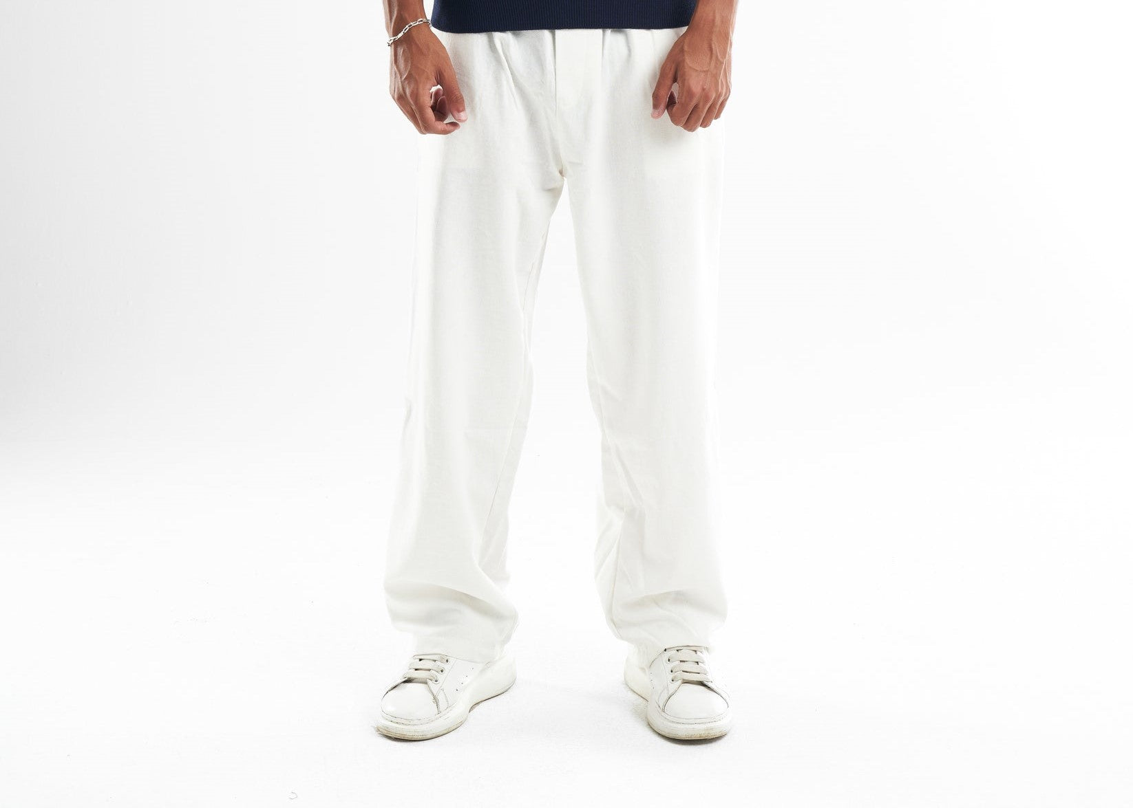 White Relaxed Fit Pants 3296