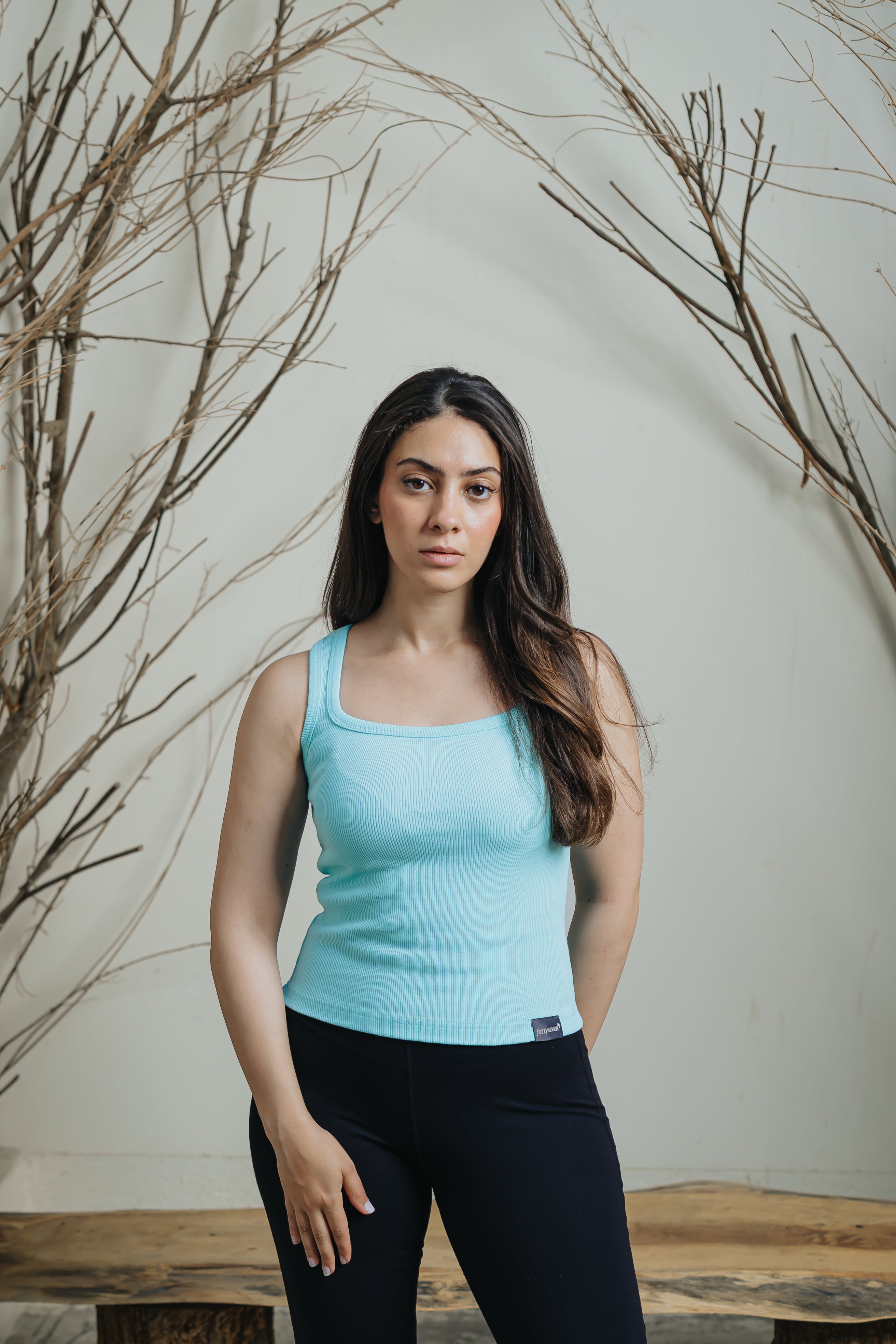 Aqua Ribbed Tank Top