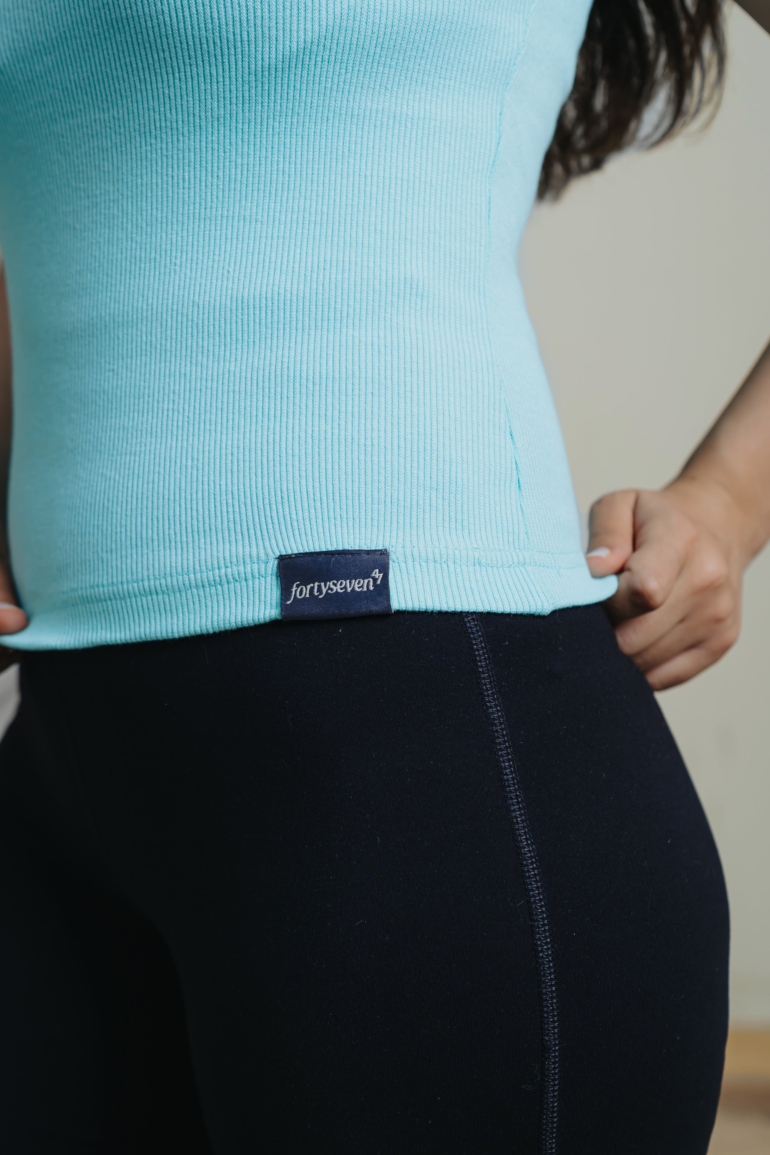 Aqua Ribbed Tank Top