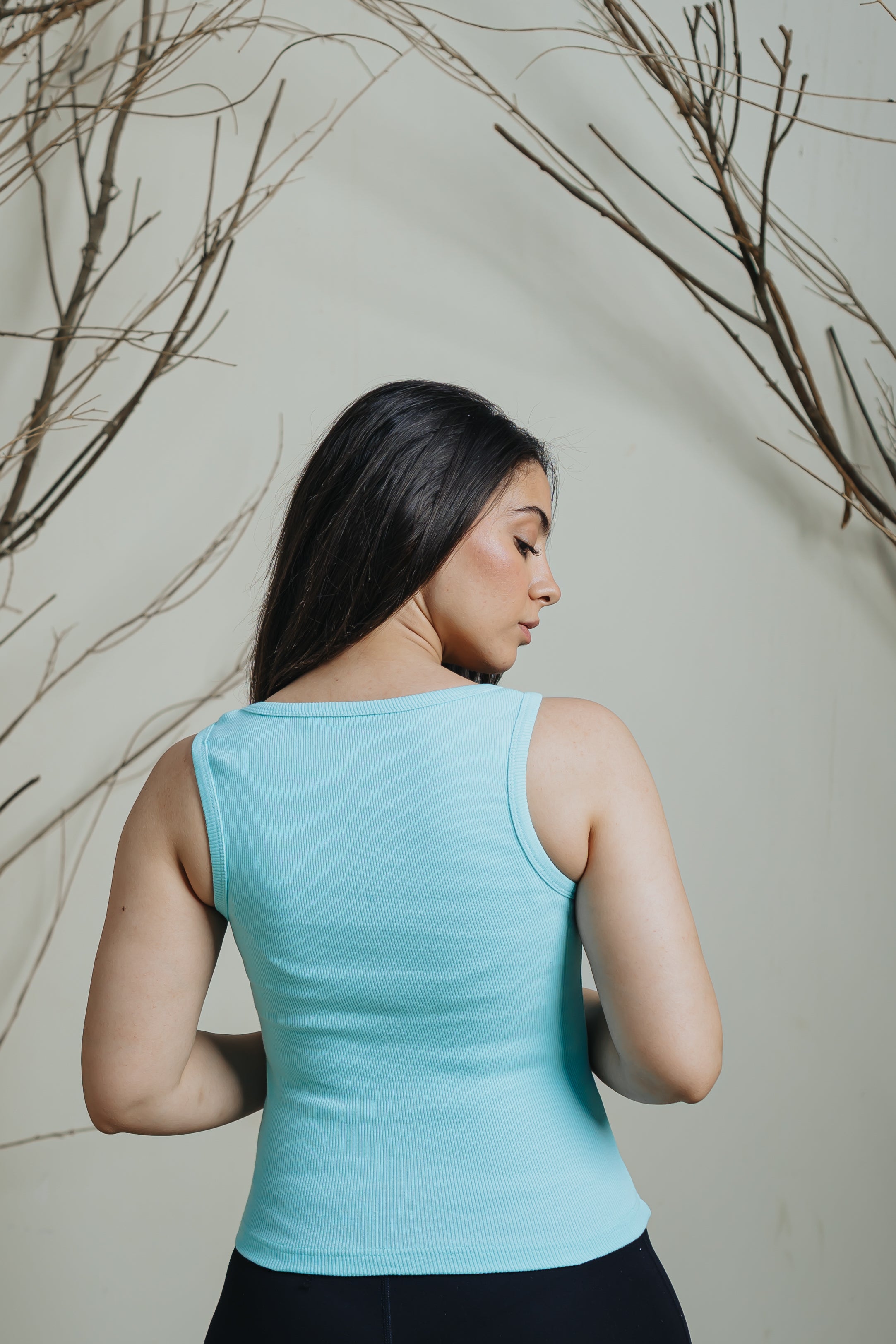Aqua Ribbed Tank Top