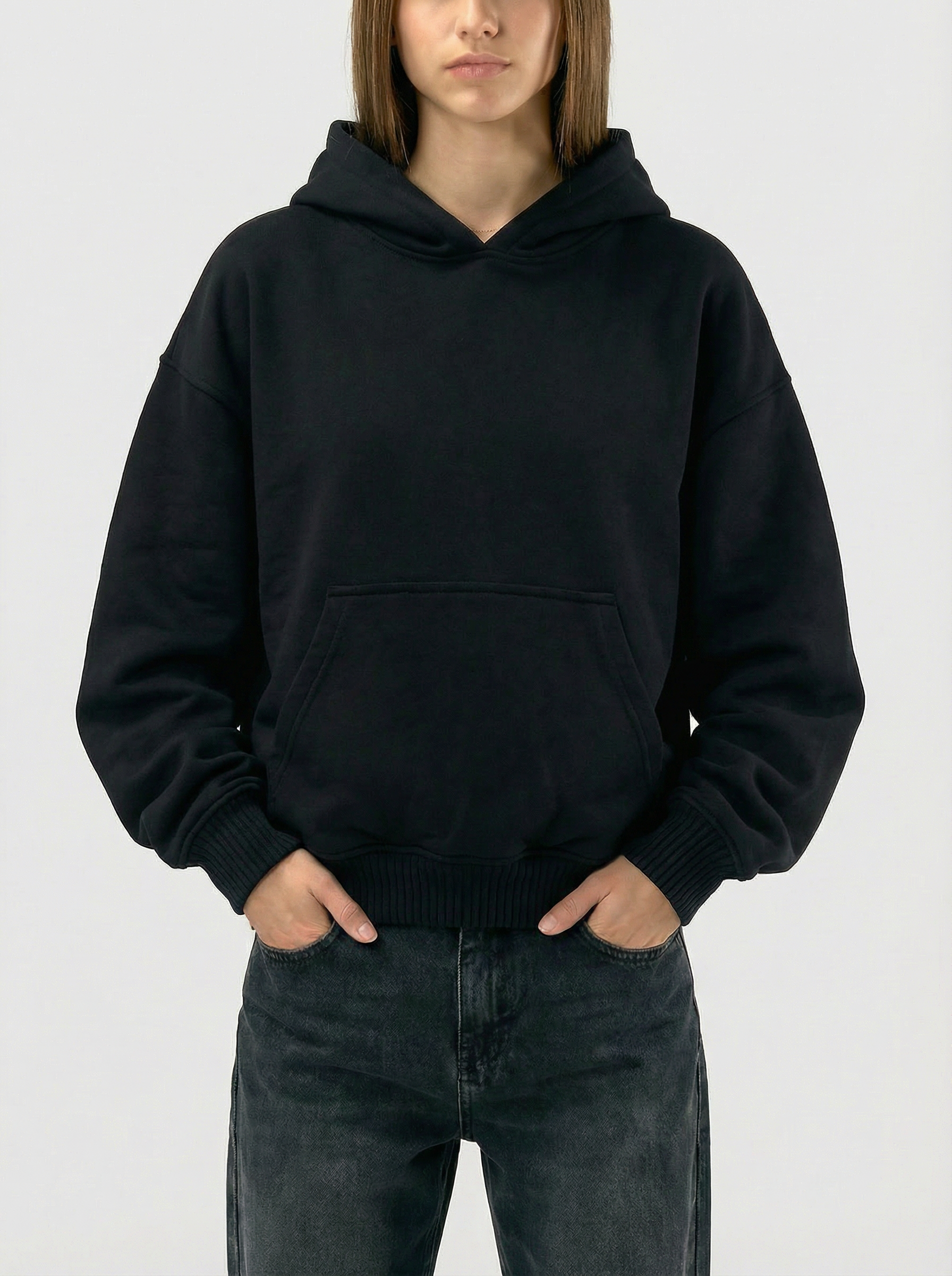 Plain Black hoodie 11641
