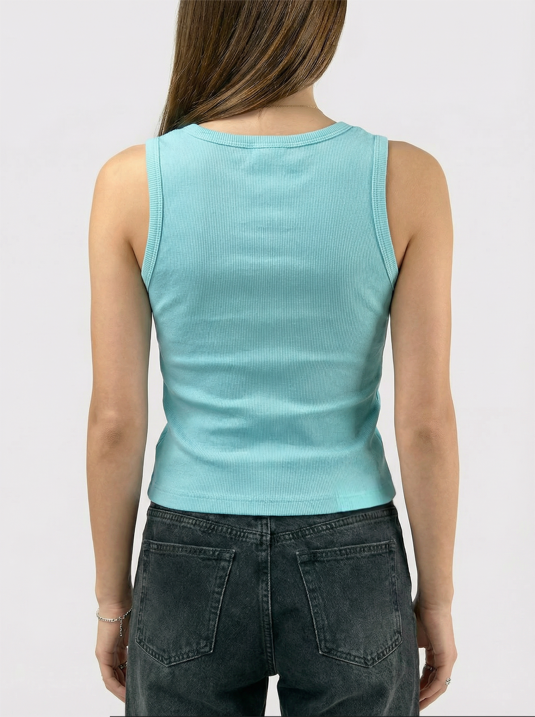 Aqua Ribbed Tank Top