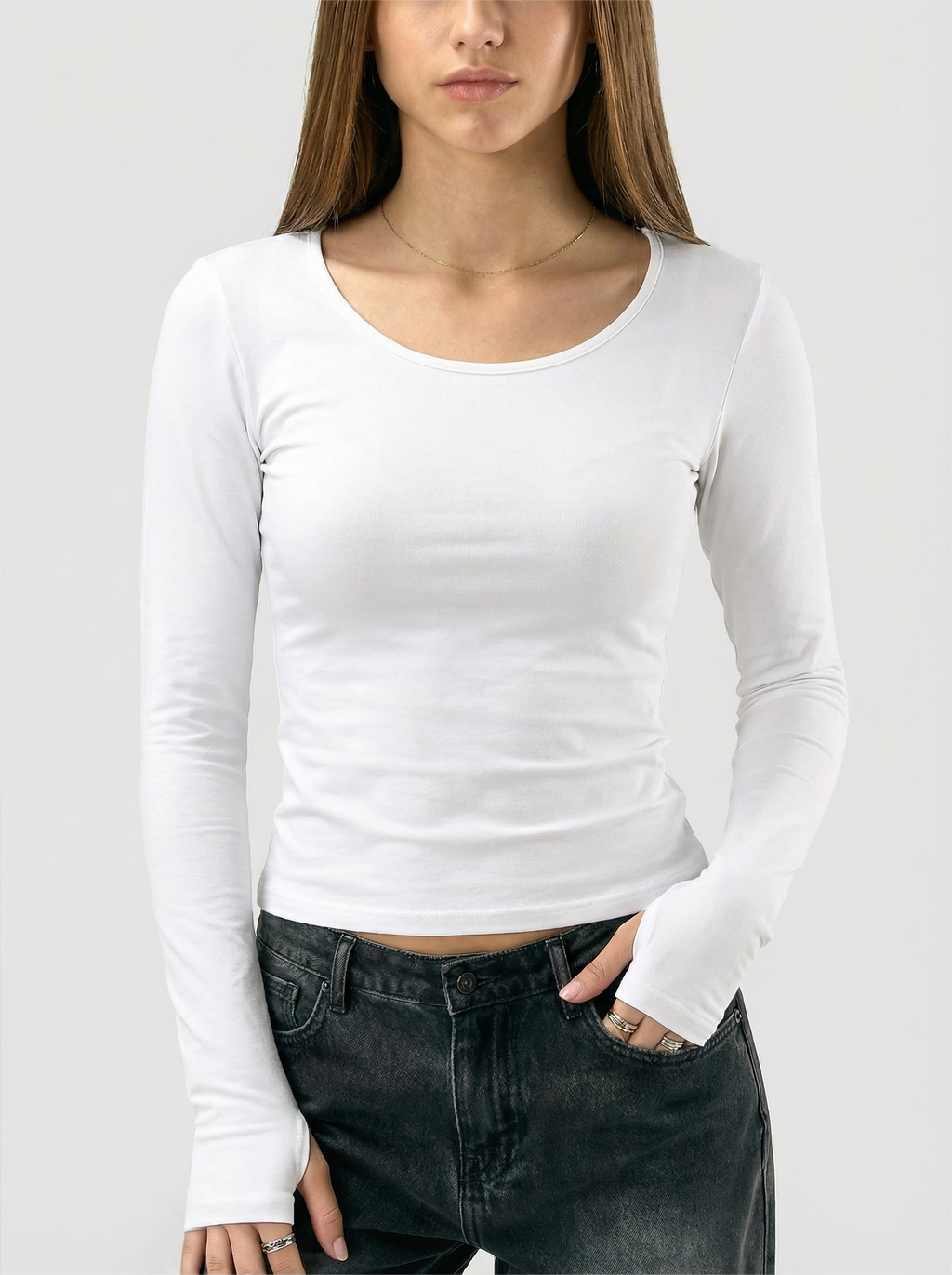 White Cropped Basic T-Shirt