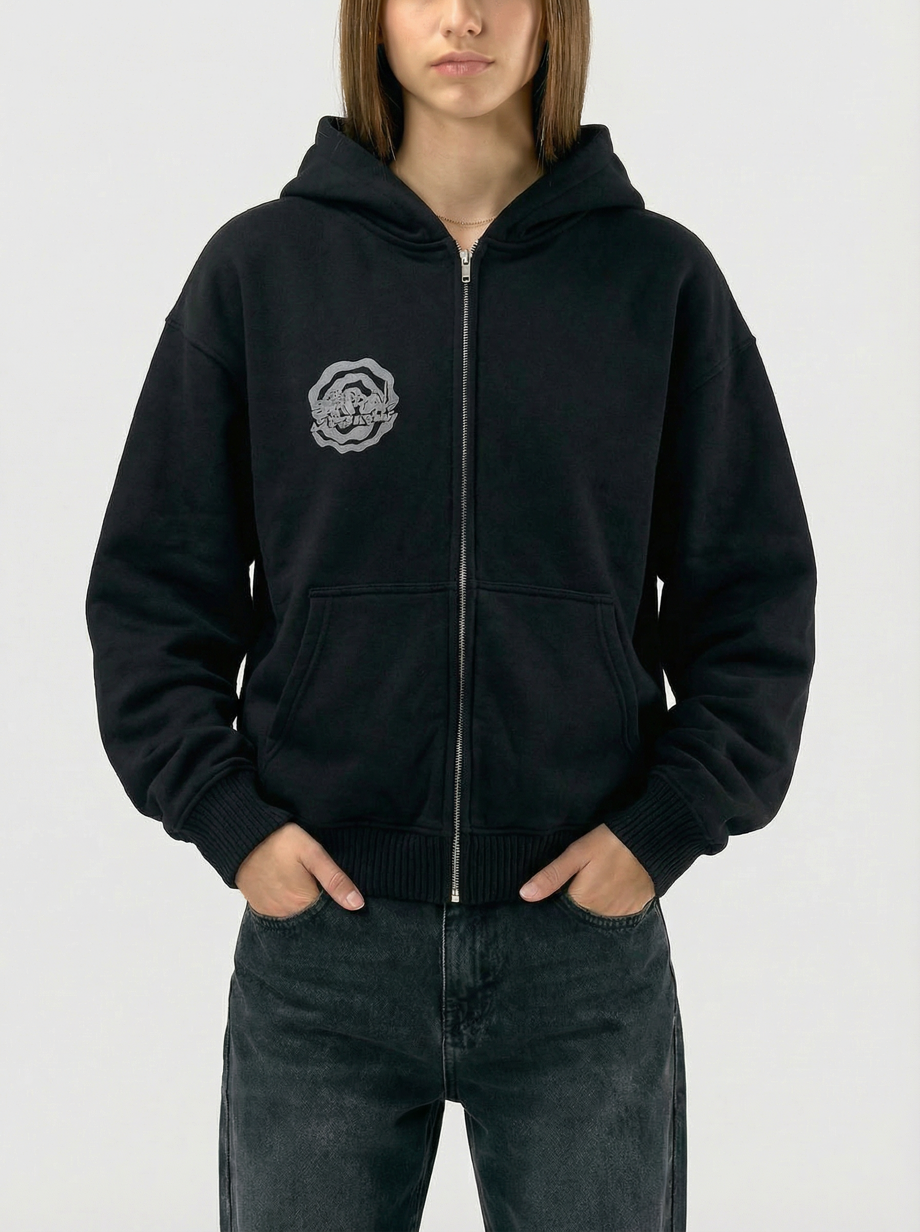 printed zip-up hoodie 13190