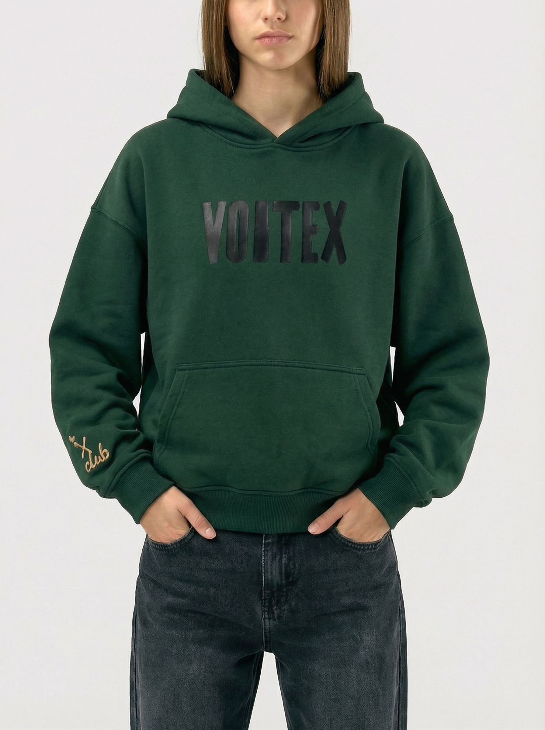 green hoodie