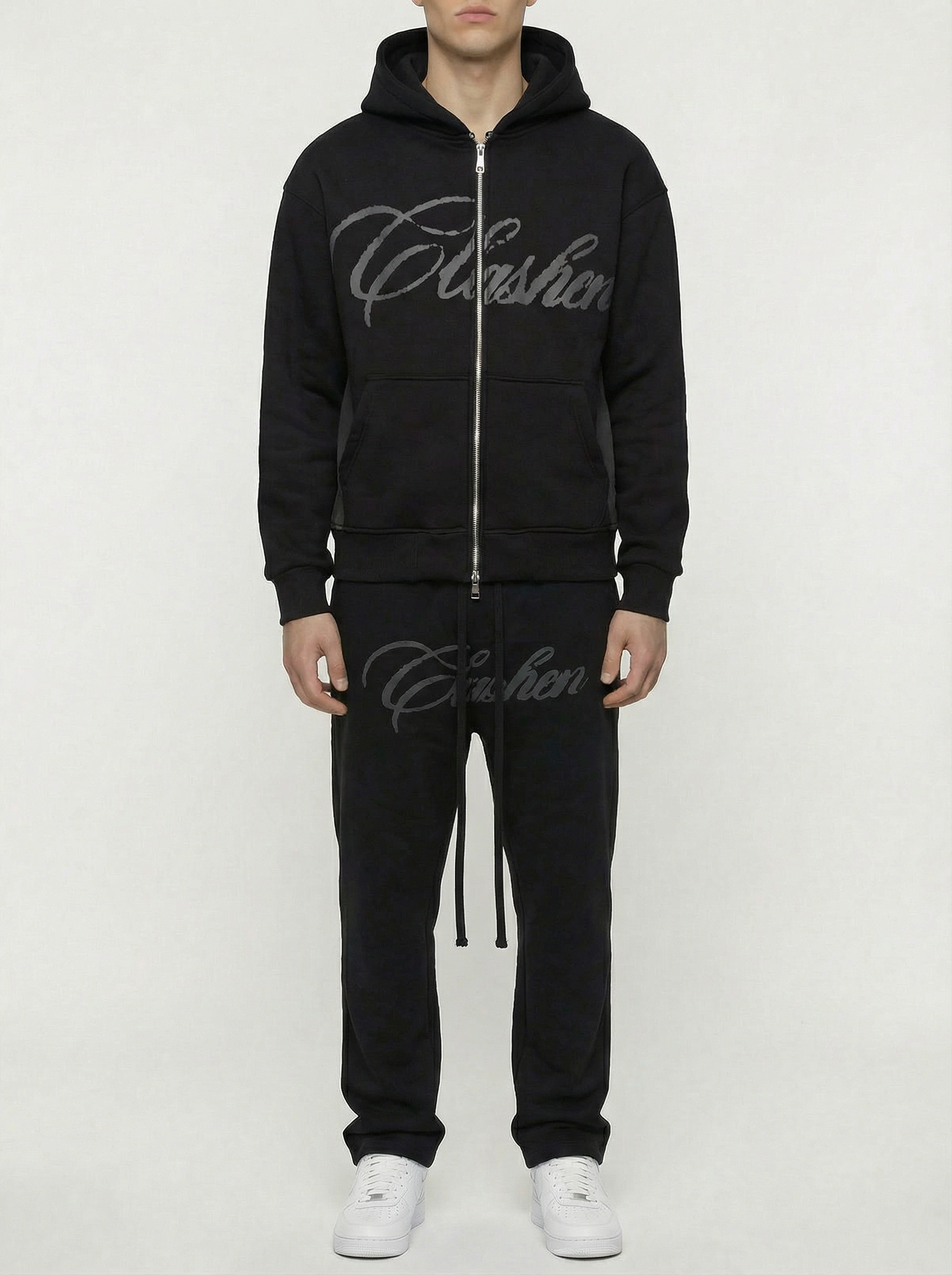 black Logo Hoodie & Sweatpants Set