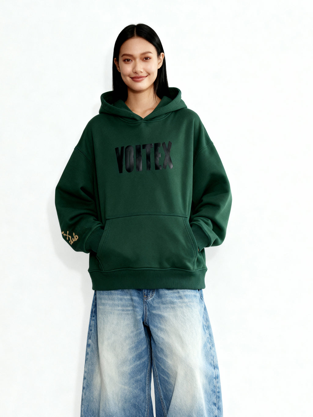 green hoodie