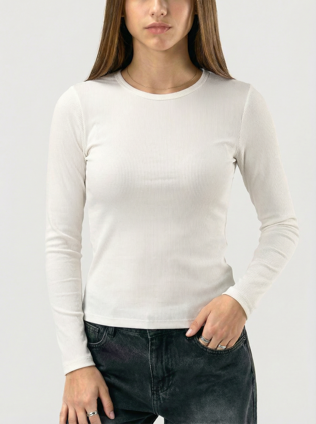 of white Cropped Basic T-Shirt
