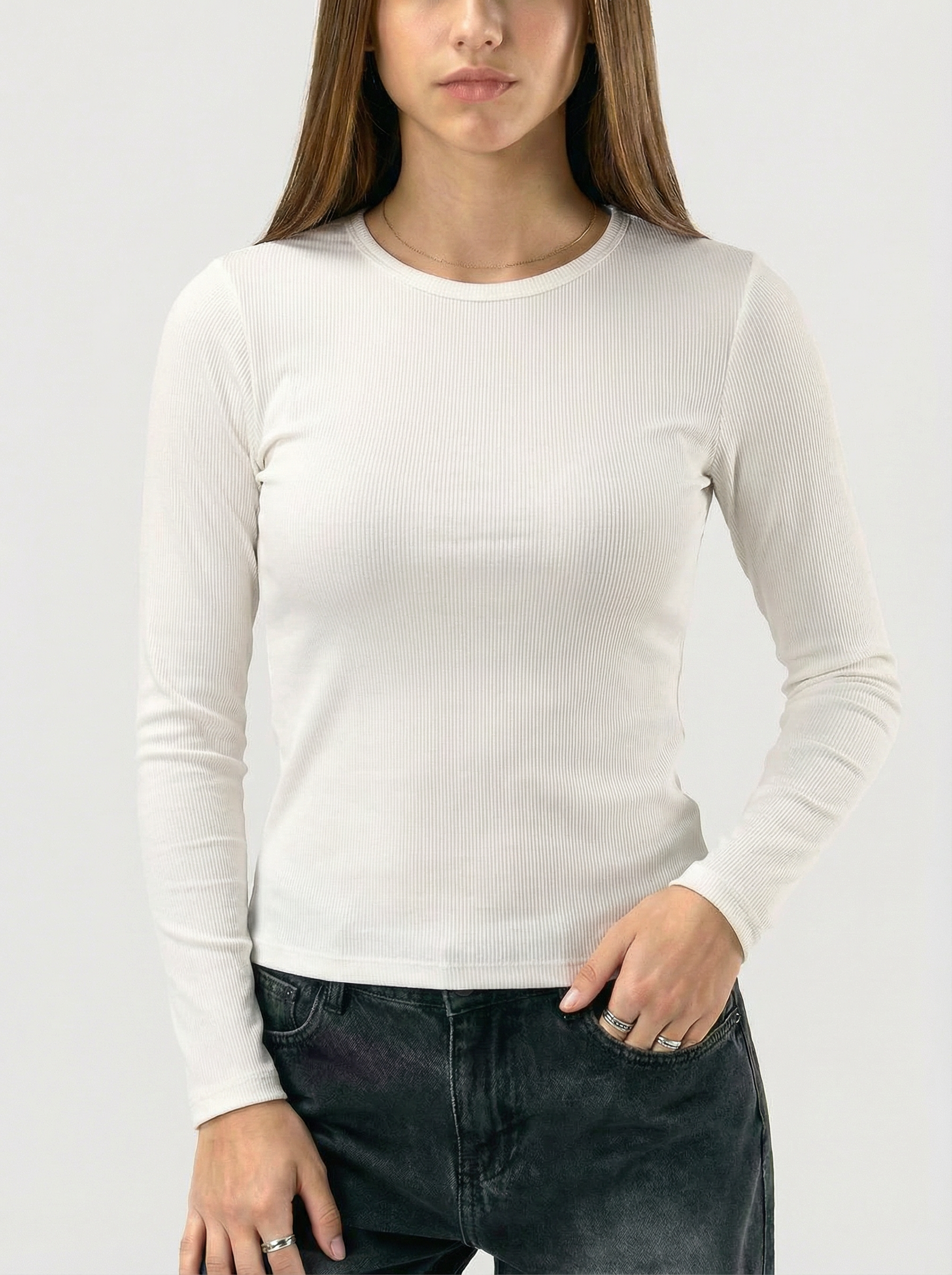 of white Cropped Basic T-Shirt