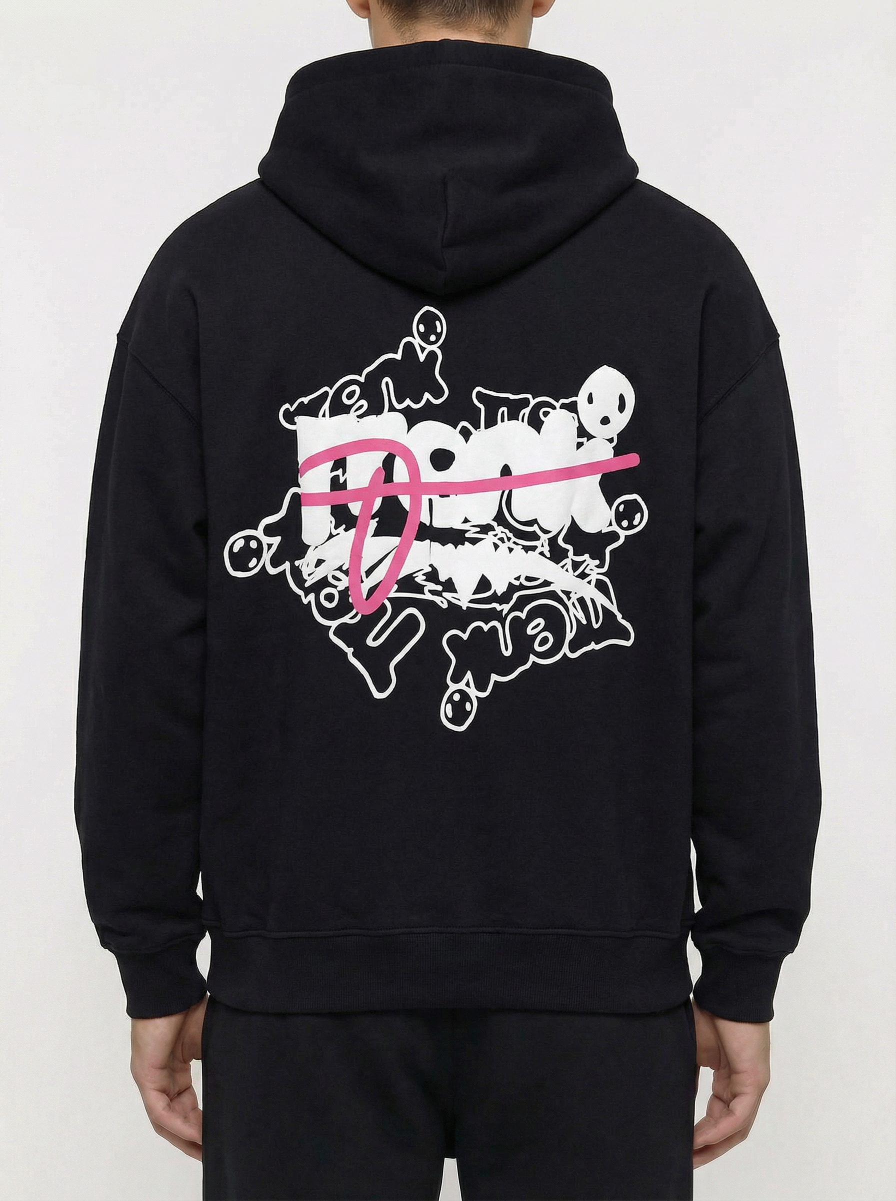 Black printed hoodie