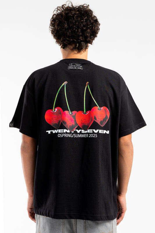 cherry pop black tee - 7611