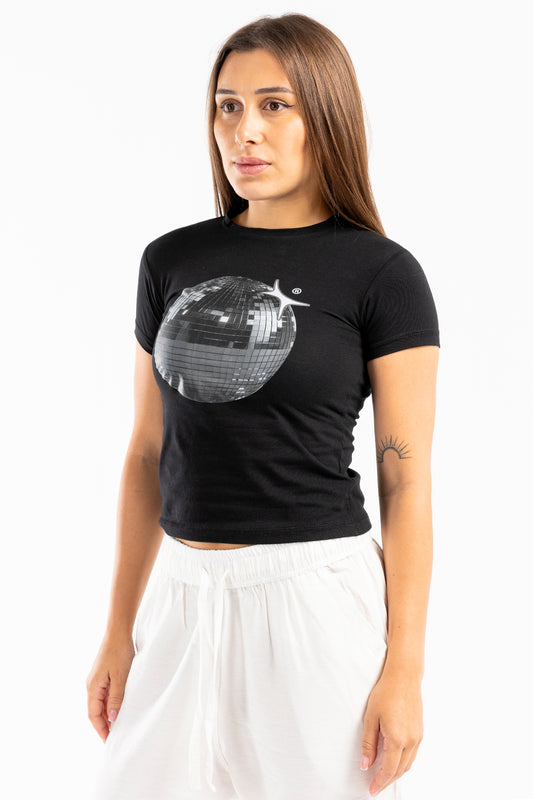 mirror ball baby tee - 7438
